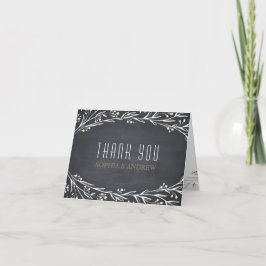 Cartão De Agradecimento Elegante quadro de giz floral rústico casamento ag