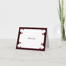 Cartão De Agradecimento Elegante Quadro Vermelho Gótico de Casamento Obrig
