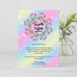 Cartão De Agradecimento Elegante Rainbow Floral Small Business Client