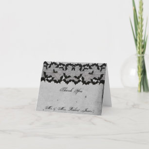 Cartão De Agradecimento Elegante Renda de Morcego Gótico para Casamento de