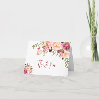 Cartão De Agradecimento Elegante Rosa Begeu Presente de Gratidão Estilo