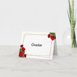 Cartão De Agradecimento Elegante Rosa Carmesim Casamento Espanhol