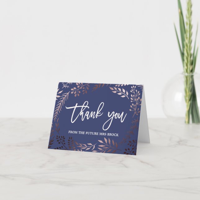 Cartão De Agradecimento Elegante Rosa Dourado Obrigado Do Futuro Senhora (Frente)