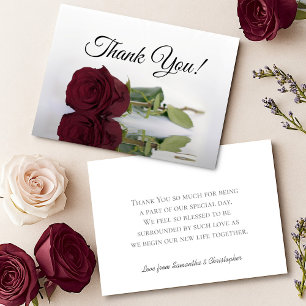Cartão De Agradecimento Elegante Rosa Espelhada Burgundy Simples Casamento