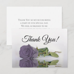 Cartão De Agradecimento Elegante Rosa Espelhada Roxa Simples Casamento