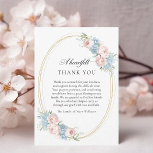 Cartão De Agradecimento Elegante Rosa Floral, Funerário Cristão, Obrigado