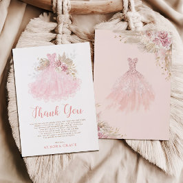 Cartão De Agradecimento Elegante rosa Quinceañera Vestido Mis Quince