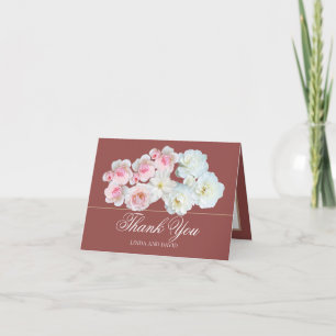 Cartão De Agradecimento Elegante Rosa Rosa e Clematite Chic Obrigada