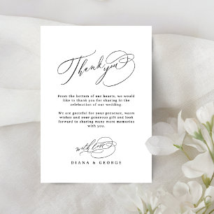 Cartão De Agradecimento Elegante Roteiro de Casamento Simples