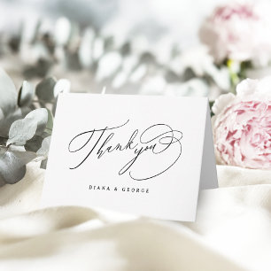 Cartão De Agradecimento Elegante Roteiro de Casamento Simples