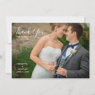 Cartão De Agradecimento Elegante Roteiro de Foto de Casamento Agradeciment