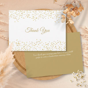 Cartão De Agradecimento Elegante Roteiro Obrigado Chic Confete de Pó de Ou