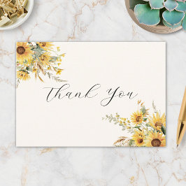 Cartão De Agradecimento Elegante Russo Aquarela Girassol Flor