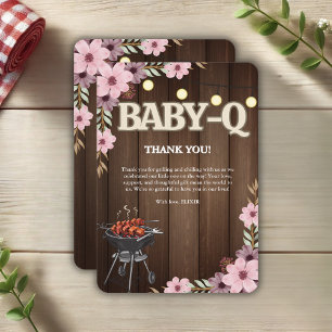 Cartão De Agradecimento Elegante Rustic Floral Baby-Q Grill Chá de fraldas