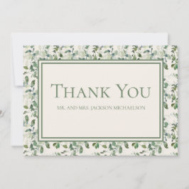 Cartão De Agradecimento Elegante Sage Green Eucalyptus Deixa Casamento Cre