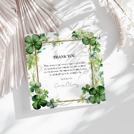 Cartão De Agradecimento Elegante Shamrock Clover Sympathy