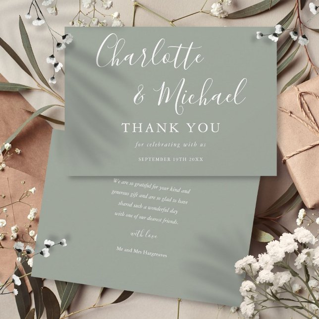 Cartão De Agradecimento Elegante Signature Wedding Obrigado (Elegant Signature Wedding Thank You)