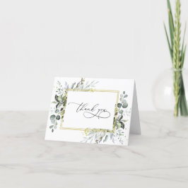 Cartão De Agradecimento Elegante Simples Eucalipto Aquarela Verde