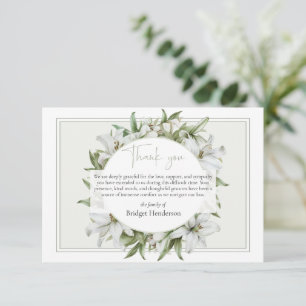 Cartão De Agradecimento Elegante Simples Lírio Branco Sympathy Funeral