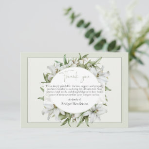 Cartão De Agradecimento Elegante Simples Lírio Branco Sympathy Funeral
