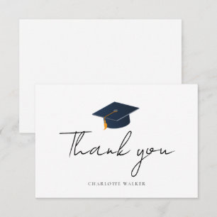 Cartão De Agradecimento Elegante Tampa de Formatura & Nome Personalizado
