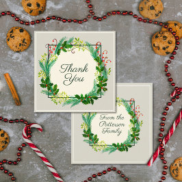 Cartão De Agradecimento Elegante Taupe Verde Moderno Russo Muito Obrigado