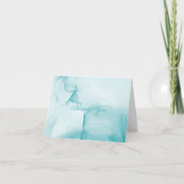 Cartão De Agradecimento Elegante Tinta de Aquarela Azul Contemporânea 