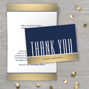 Cartão De Agradecimento Elegante Tipografia Minimalista Azul Marinho, Bran