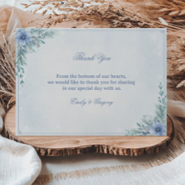 Cartão De Agradecimento Elegante Tranquilidade Botânica Azul Geada