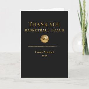 Cartão De Agradecimento Elegante Treinador de Basquetebol da Equipe Ouro P