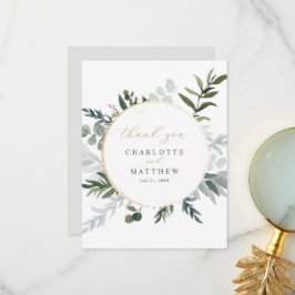 Cartão De Agradecimento Elegante Verde Dourado