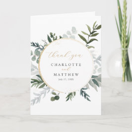 Cartão De Agradecimento Elegante Verde Dourado