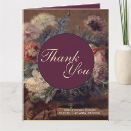 Cartão De Agradecimento Elegante Vintage Pink Blue Biva Basket of Peonies