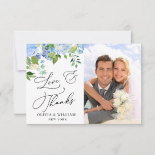 Cartão De Agradecimento Elegante Watercolor Blue Hydrangea Foto