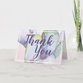Cartão De Agradecimento Elegante Watercolor Cactus Obrigado Chá de fraldas