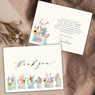 Cartão De Agradecimento Elegante Watercolor Florals Aniversário Obrigado