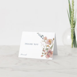 Cartão De Agradecimento Elegante Watercolor Flores Selvagens Obrigado