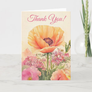 Cartão De Agradecimento Elegante Watercolor Poppp Obrigado