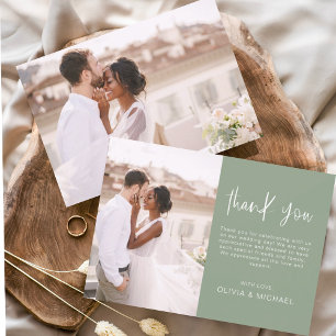 Cartão De Agradecimento Elegante Wedding Sage Green - Foto de agradeciment