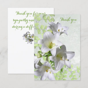 Cartão De Agradecimento Elegante White Lily Flowers Simpatia