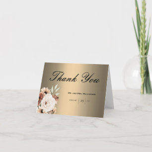 Cartão De Agradecimento Elegante Wildflower no Dourado Casamento Boho Obri