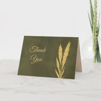 Cartão De Agradecimento Elegantes Botânicos Dourados Verde 