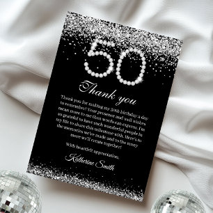 Cartão de Agradecimento Elegantes Diamantes 50º An