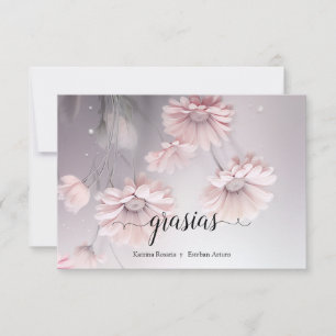 Cartão De Agradecimento Elegantes Flores de Margarita rosa