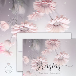 Cartão De Agradecimento Elegantes Flores de Margarita rosa 2