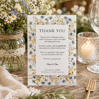 Cartão De Agradecimento Elegantes Flores Silvestres de Jardim Casamento Ob