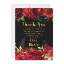 Elegantes Flores Vermelhas e Douradas Sweet Sixtee
