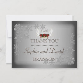 Cartão De Agradecimento Elegantes Galhos de Inverno Cinza Casamento OBRIGA