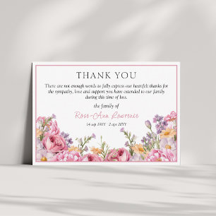 Cartão De Agradecimento Elegantes Peônias Rosa Floral Simpatia Funeral