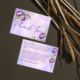 Cartão De Agradecimento Elegantes peônias roxas lilás wisteria obrigado